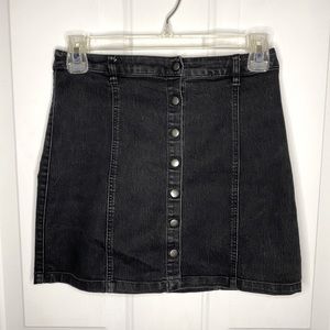 Black Button down Skirt- Jean Material- Stretchy- Size 2